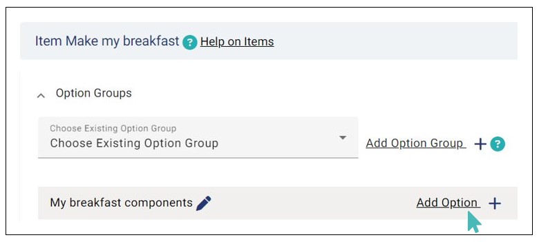 Adding an option to an option group