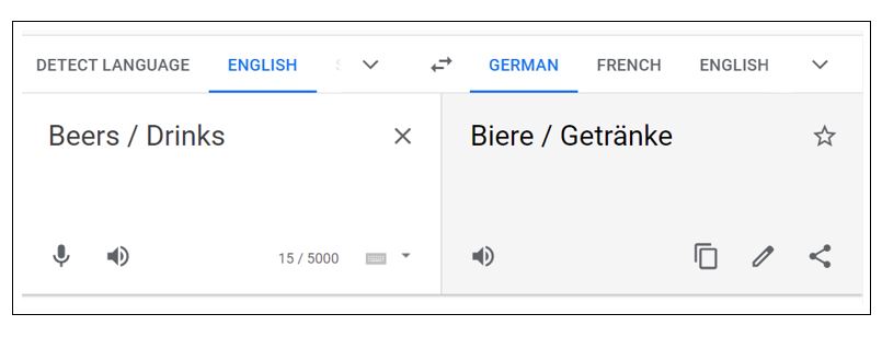 Change and translate labels via google translate