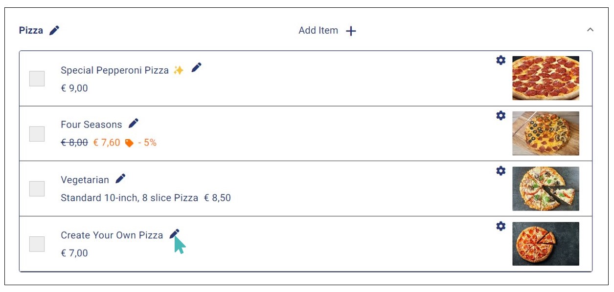 Editing a store item to mark visible or not