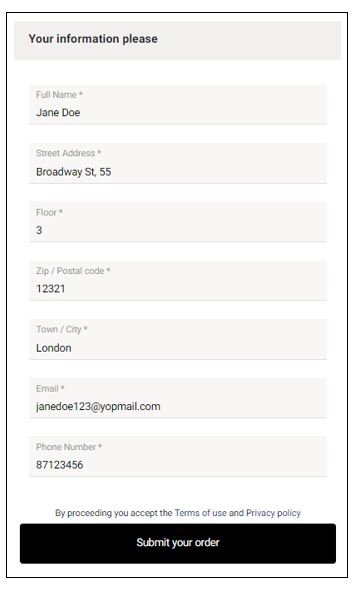 GonnaOrder prefills all customer information from the custom store link on the delivery order