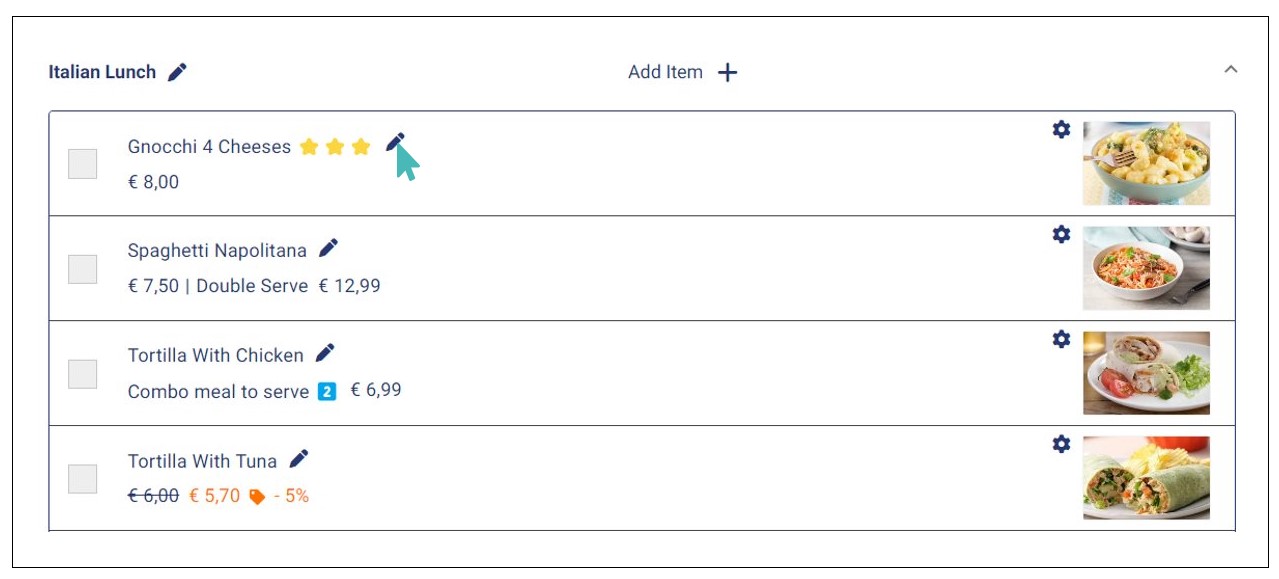 Click Edit Icon to Access Item Details Page