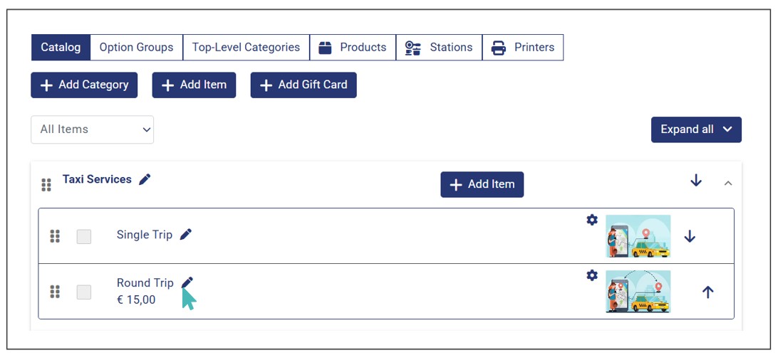 Edit Item to Set Double Delivery Fee