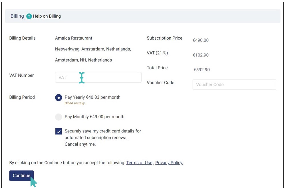 Enter Your Billing Information