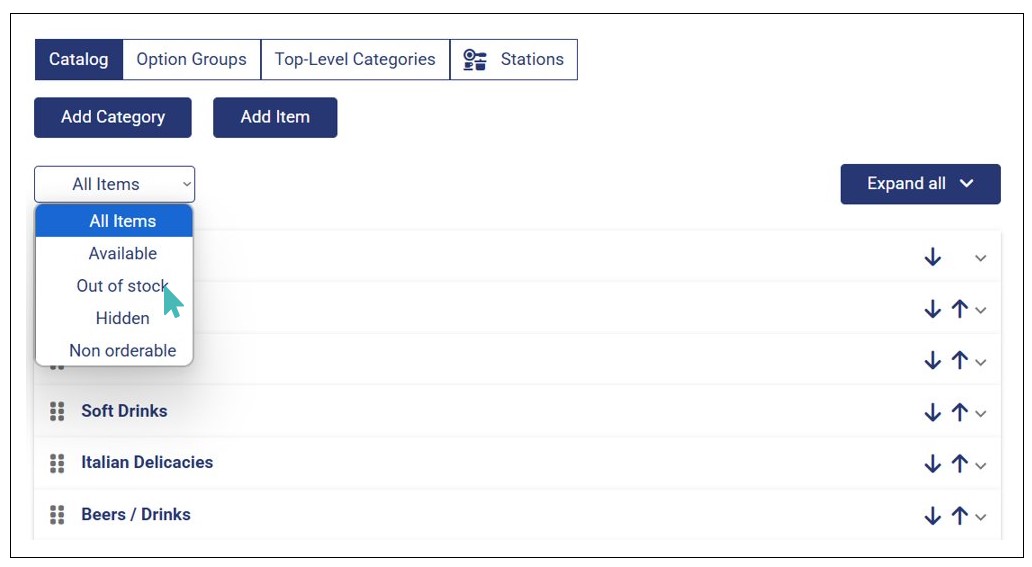 Selecting the Status of the Items You Would Like to View