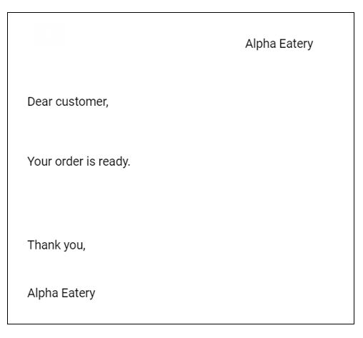 Order status email: ready