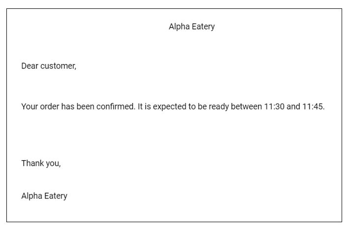 Order notification email.