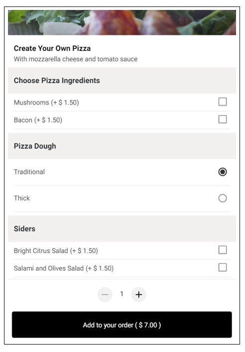 GonnaOrder customer app: order page