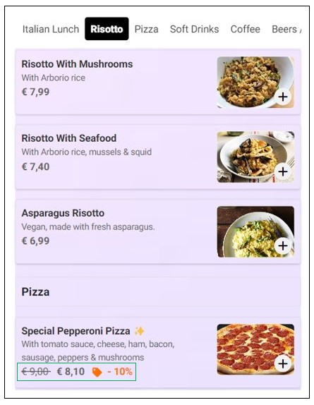 A percentile discount as seen by a customer