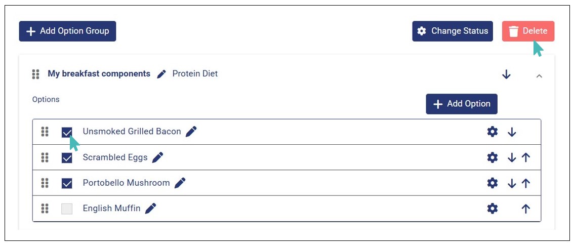 Confirm the Deletion of an Option