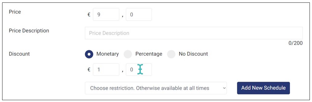 Setting a monetary discount for a store item