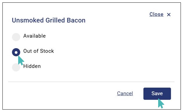 Select the Desired Option Availability Status