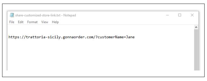Store link customized with the customer name