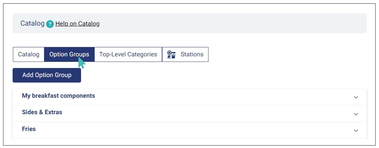 View Option Groups