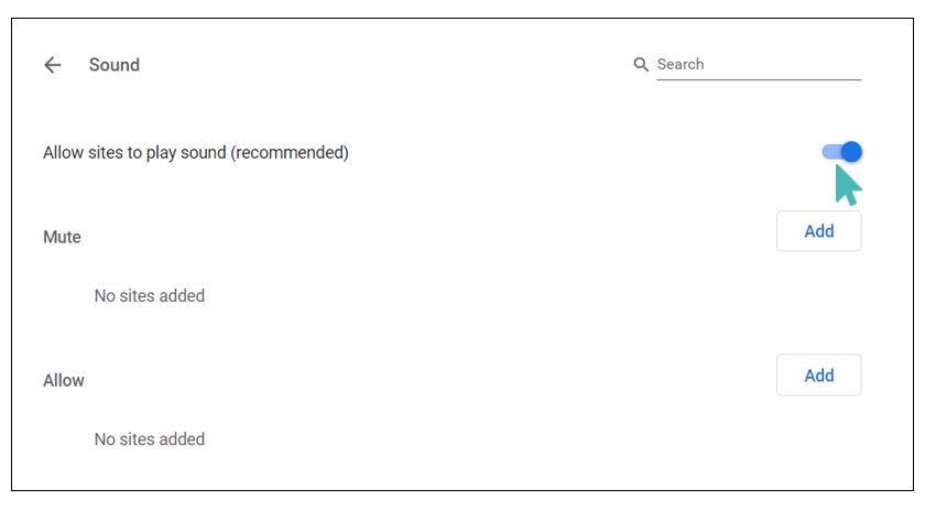 allow sites to play sound