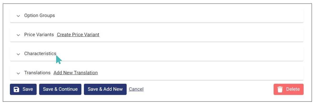 Expanding characteristics option