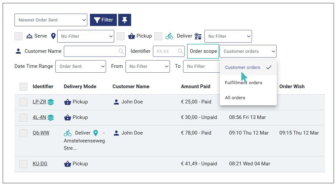 Customer Order Filter