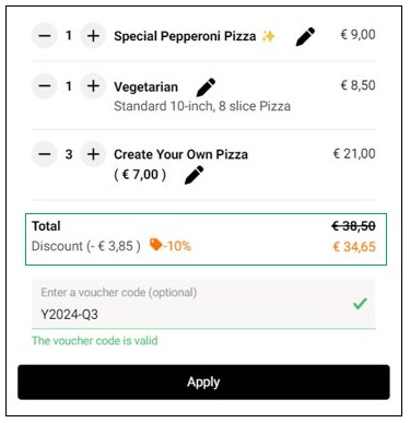 Discount on Order Items Under the Pizza Category
