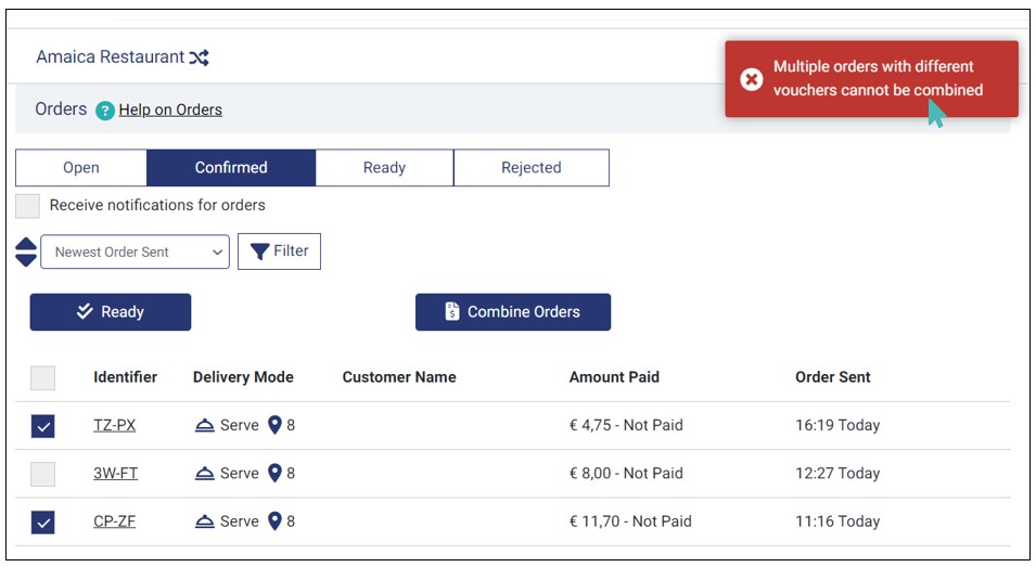 Failed Combination of Orders With Different Vouchers