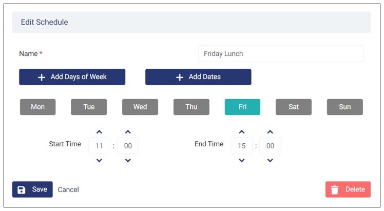 Friday Lunch Schedule