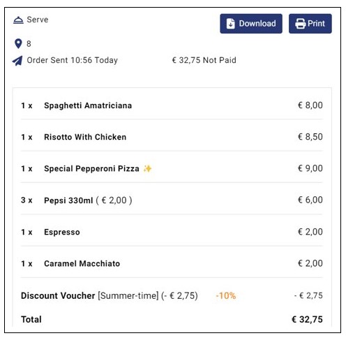 Download or Print the Merged Orders