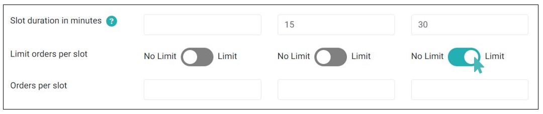 Limit orders per slot
