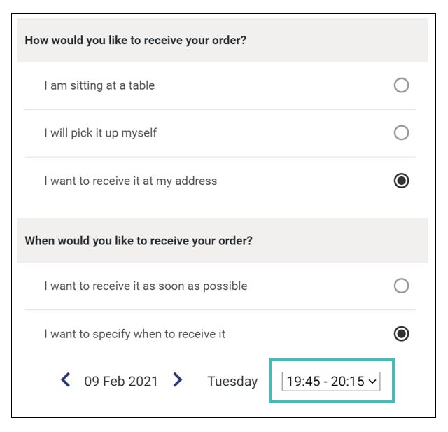 Display desired time formats: Time slots