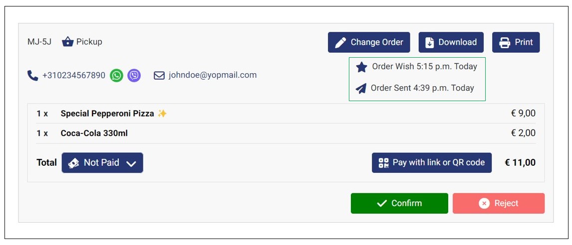 Order View with 12-Hour Format on Admin Dashboard