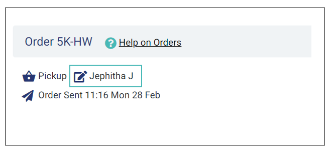 Order placed by store operator