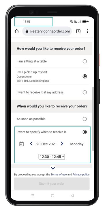 Future order desired time