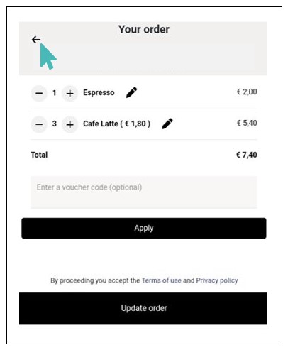 Click to Access Store Menu and Add New Items to the Order