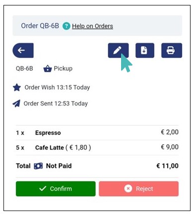 Click to Edit an Order on GoAdmin