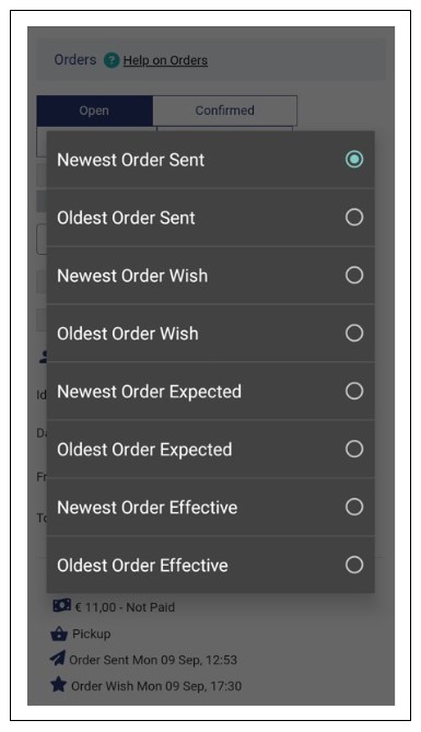 Order sorting options on GoAdmin