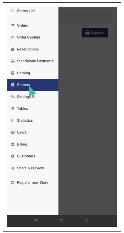 Printers menu on GoAdmin