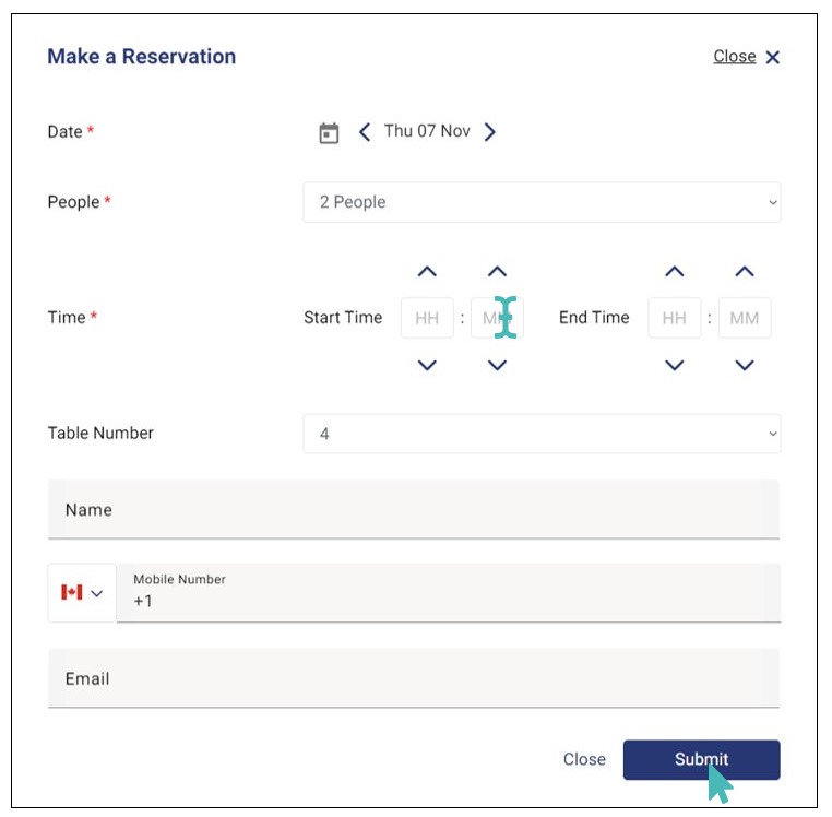 Submitting the Reservation