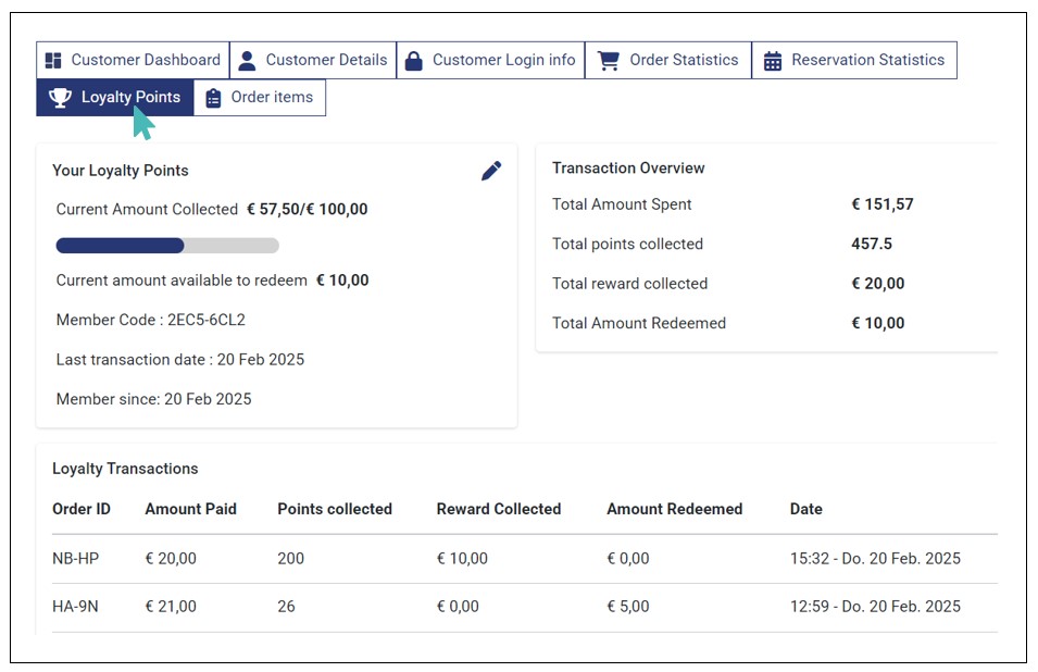 Loyalty Points Page