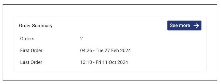 Order Summary on the Customer Dashboard