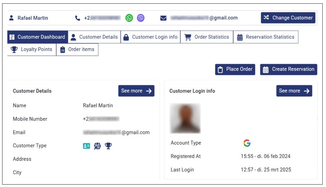 Customer's 360 Dashboard