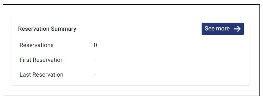 Reservation Summary on the Customer Dashboard