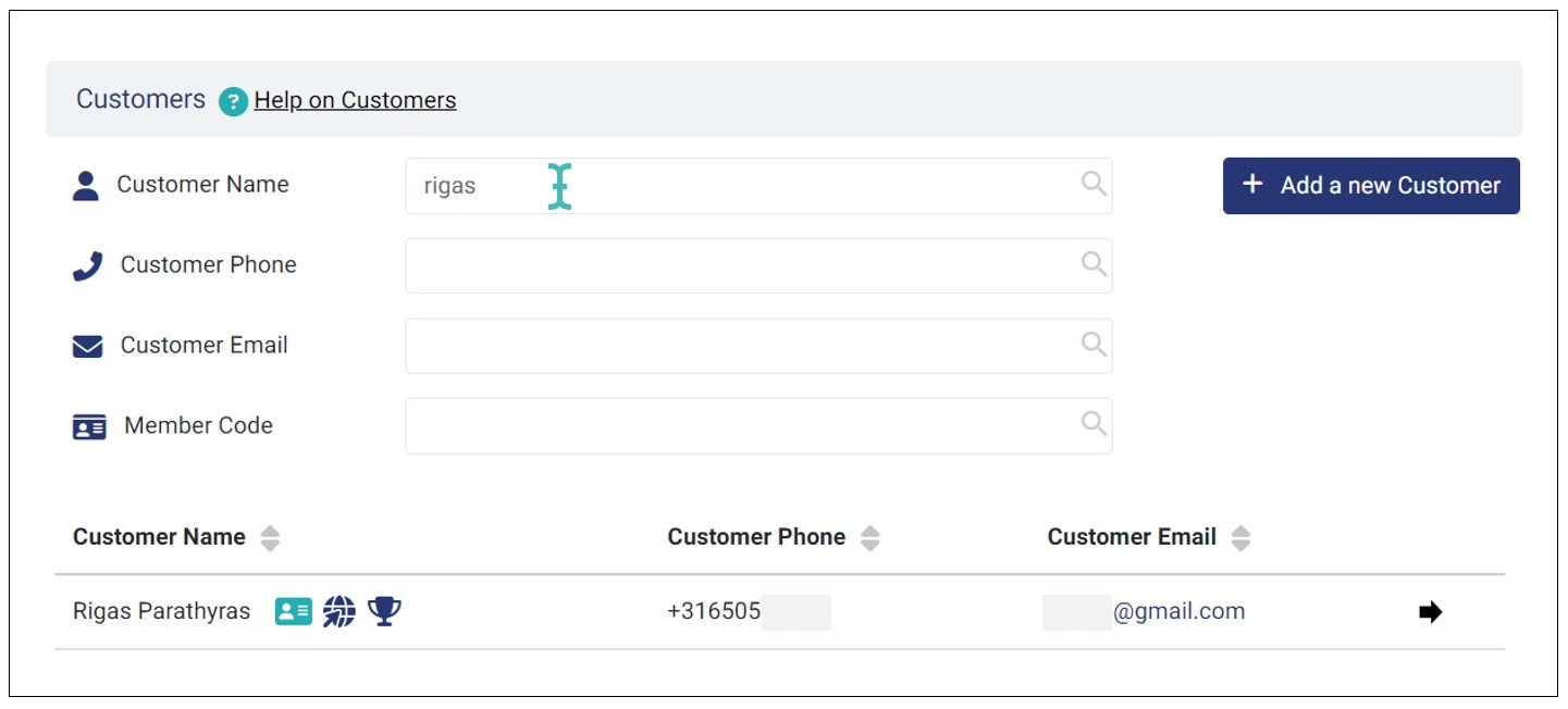Searching a customer information summary