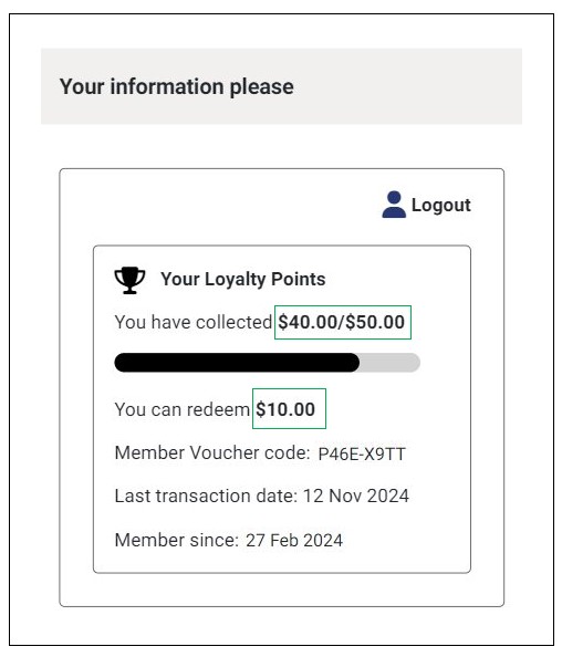 Updated Customer Loyalty Points on the Customer UI