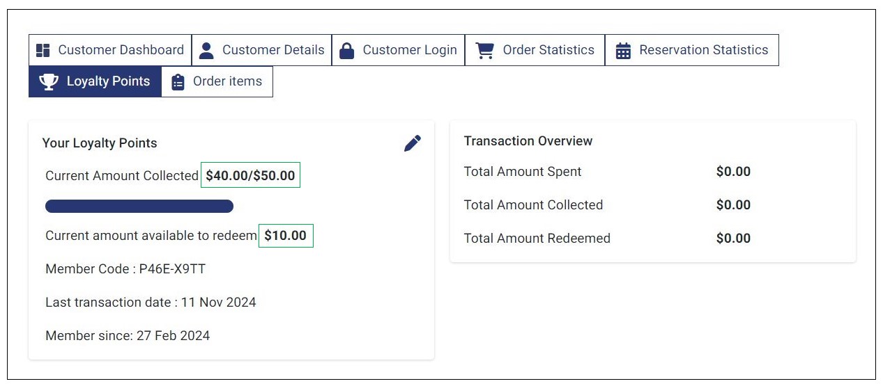 Updated Customer Loyalty Points
