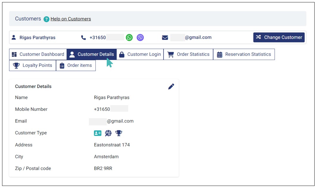 View Full Customer Details