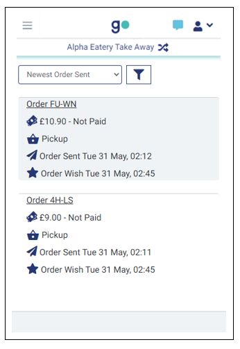 Child store in a multi-store setup with 2 orders on the dashboard