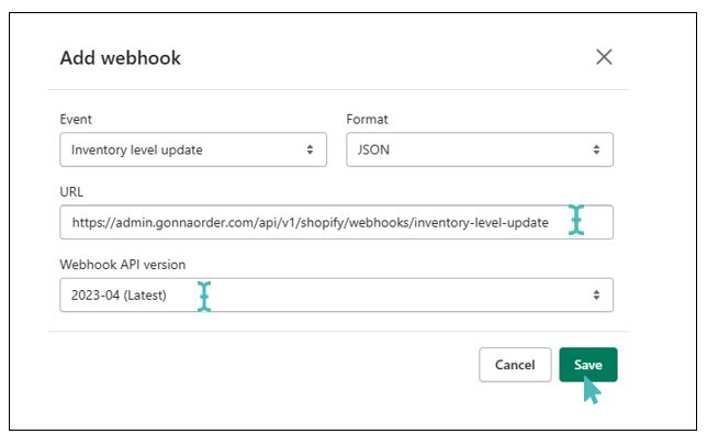 Webhook for Inventory Level
