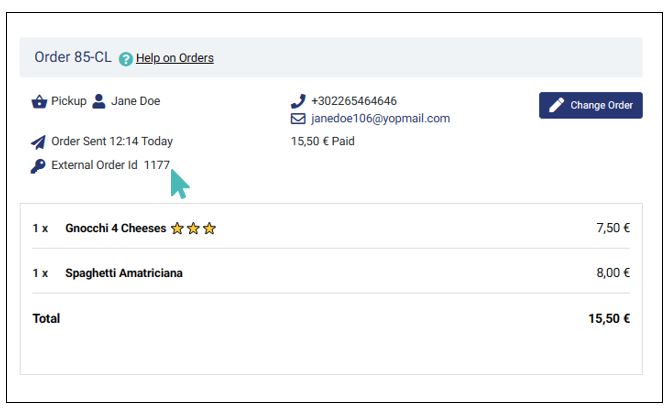 Shopify order ID added back to an order as external order ID