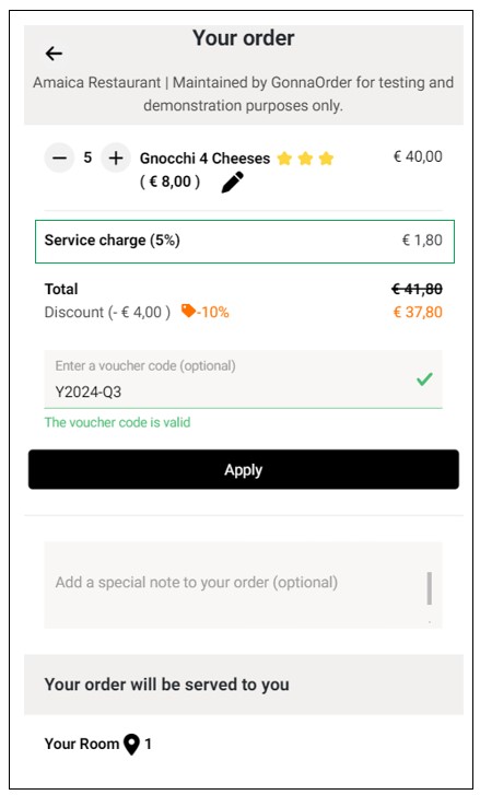Service Charge on the Checkout Page After Discount