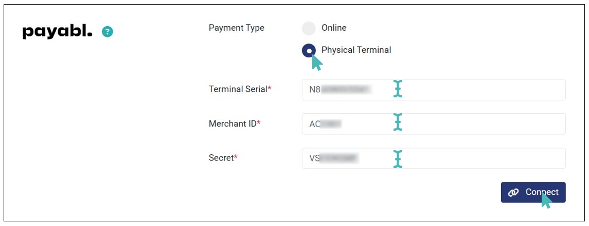 Connecting payabl. for Physical Terminal Payments