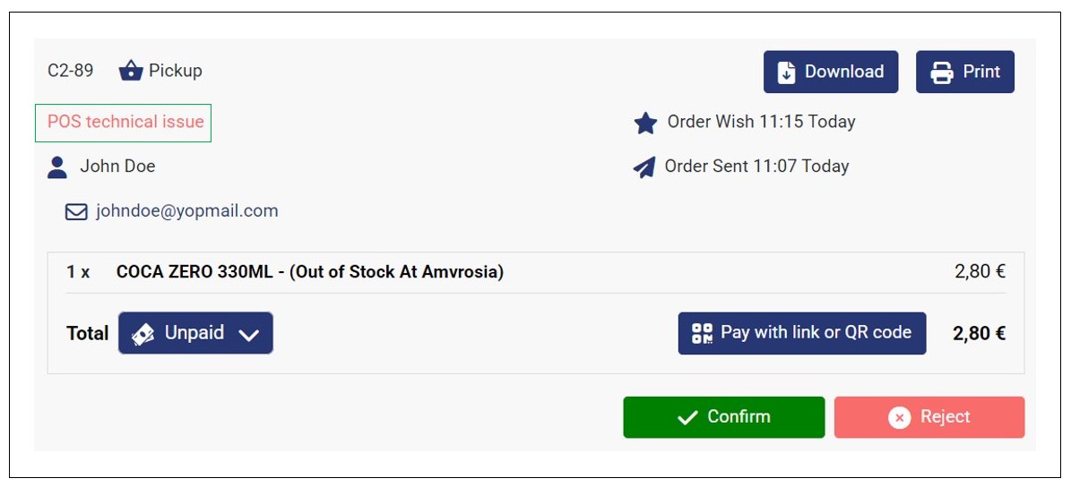 POS Technical Issue Notification