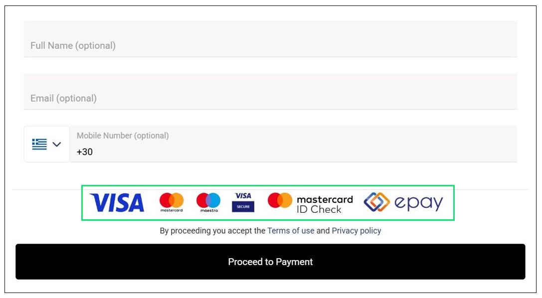 Additional Icons on the Checkout Page