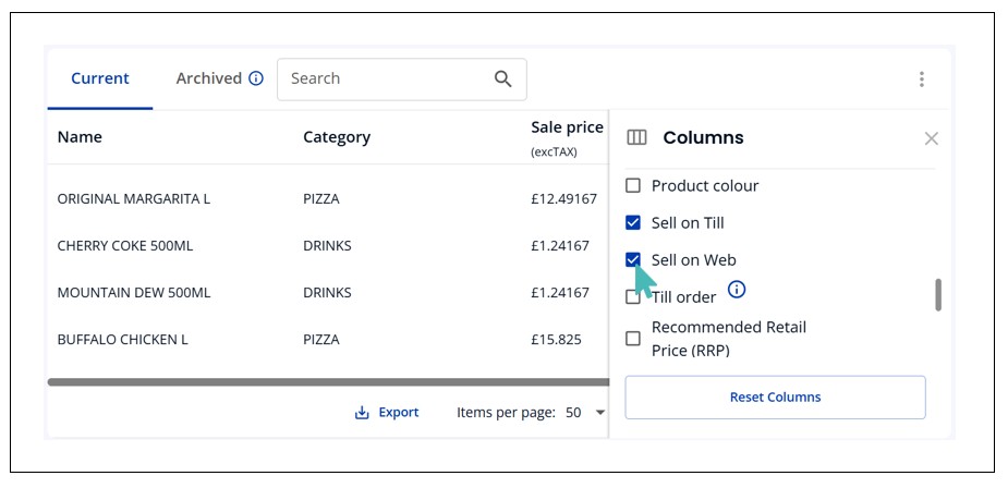 Enable Sell on Till and Sell on Web